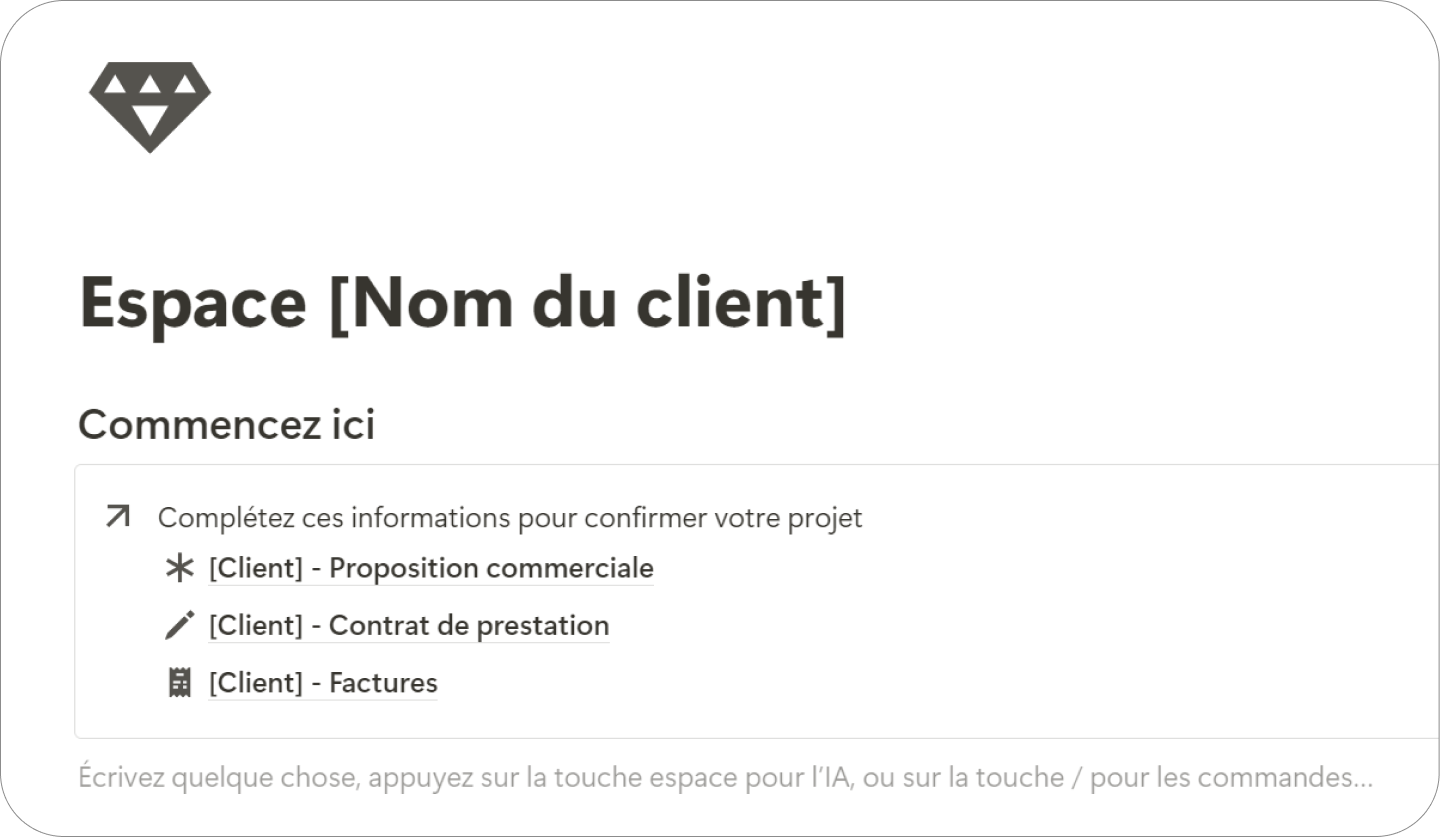 Espace collaboratif avec vos clients dans Notion directement 